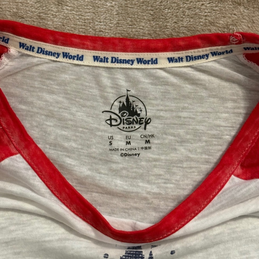 Disney Parks Walt Disney World Raglan Tie Front T-Shirt Red White Small - Picture 8 of 12
